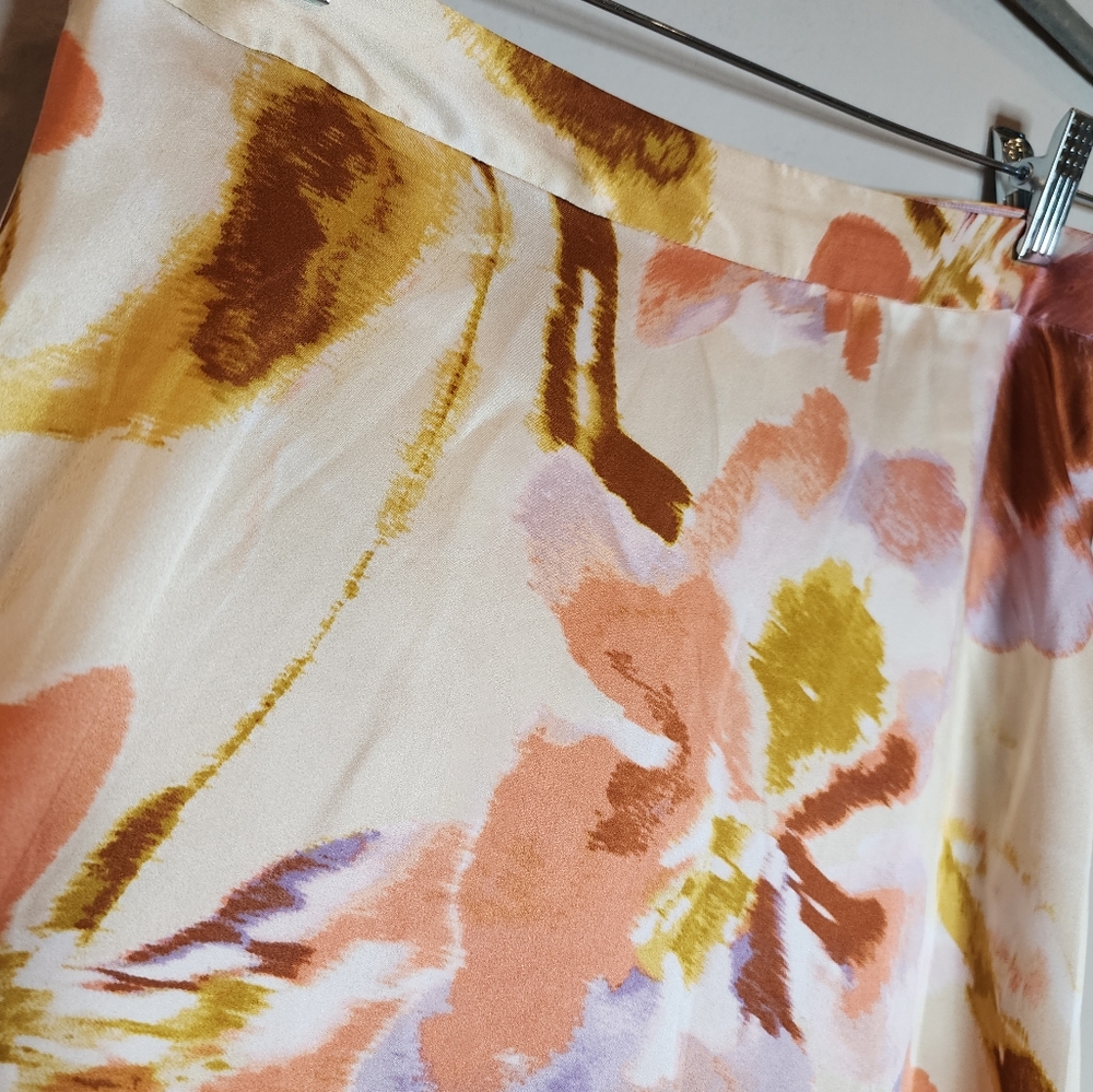 Joie 100% Silk Floral Midi Skirt Size 4 - Picture 3 of 12